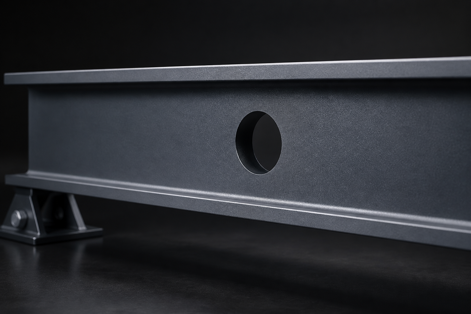 Side-on Beams product view of a steel beam with a circular web opening