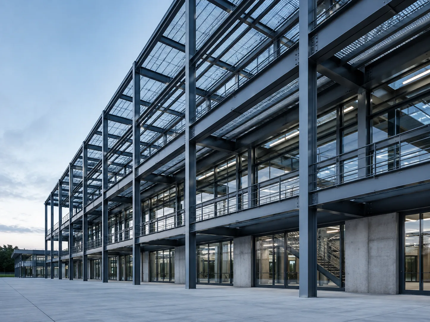 Exposed steel structure on a modern Canadian building