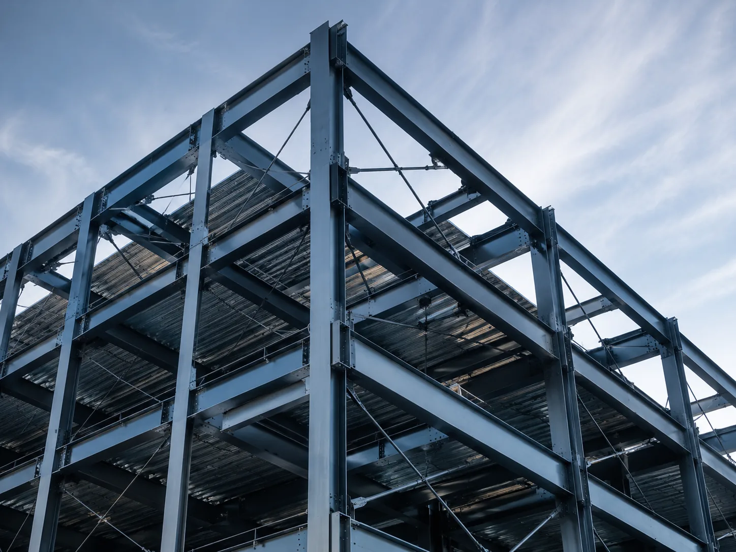 Structural steel frame under construction